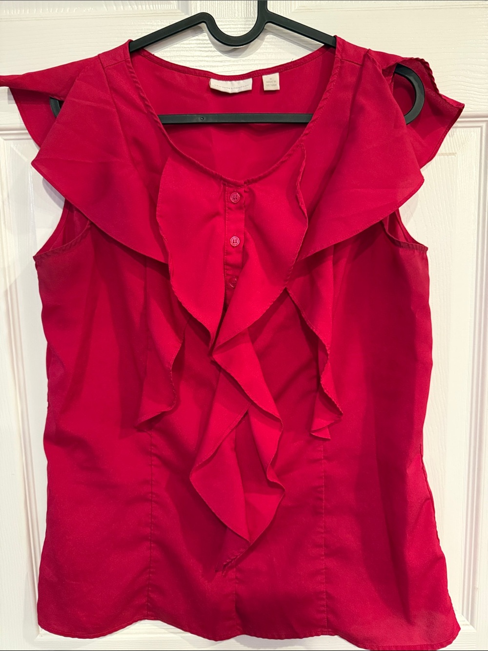 New York & Company Pink Ruffle Sleeveless Top